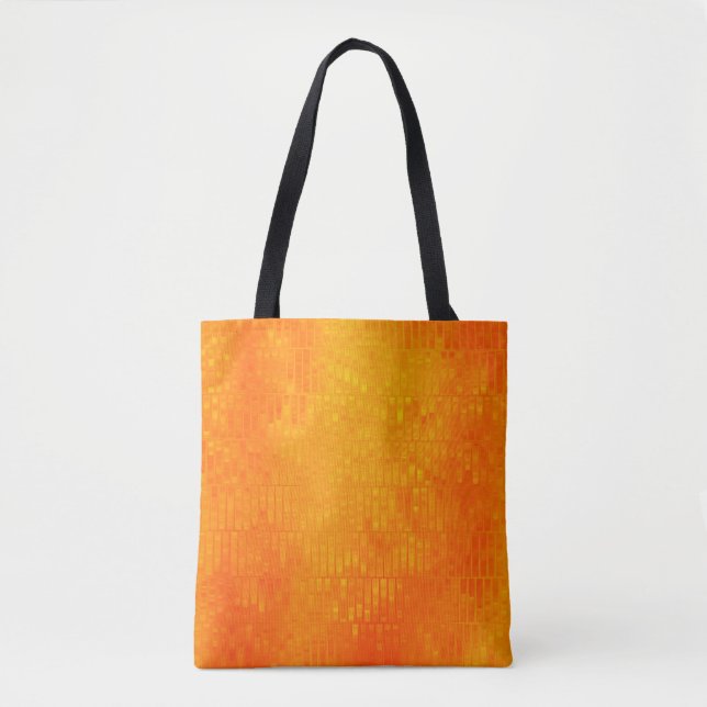 Bolsa Tote Fundo laranja abstrato brilhante com vidros (Frente)