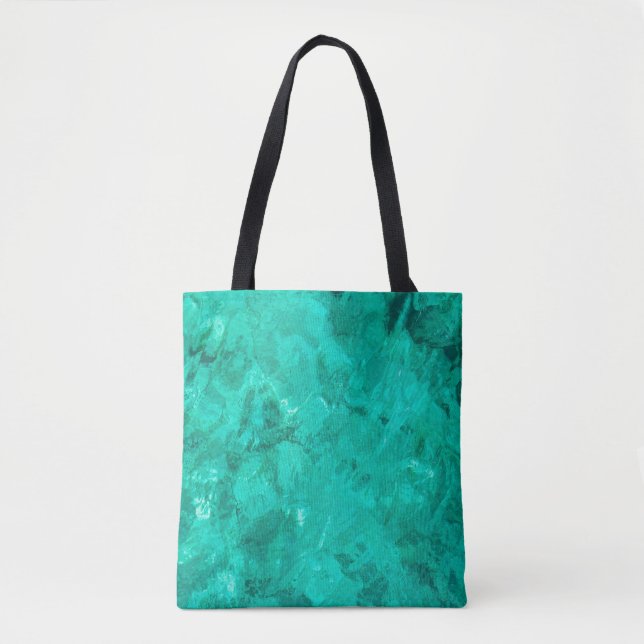 Bolsa Tote Fundo líquido de turquesa de onda azul-mar (Frente)