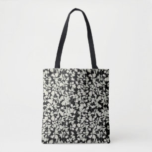 Bolsa Tote Fundo preto das flores brancas