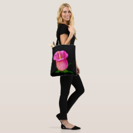 Bolsa Tote Fundo Preto de Bellflower Rosa