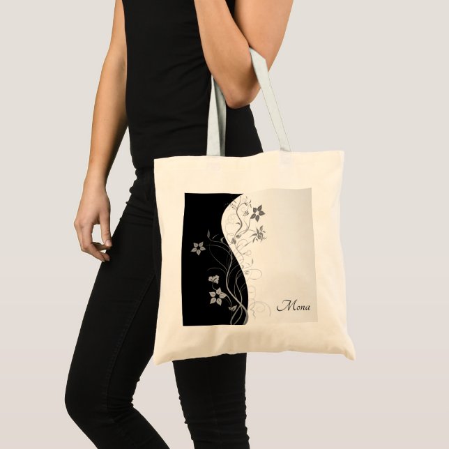 Bolsa Tote Fundo Preto E Prateado (Frente (produto))