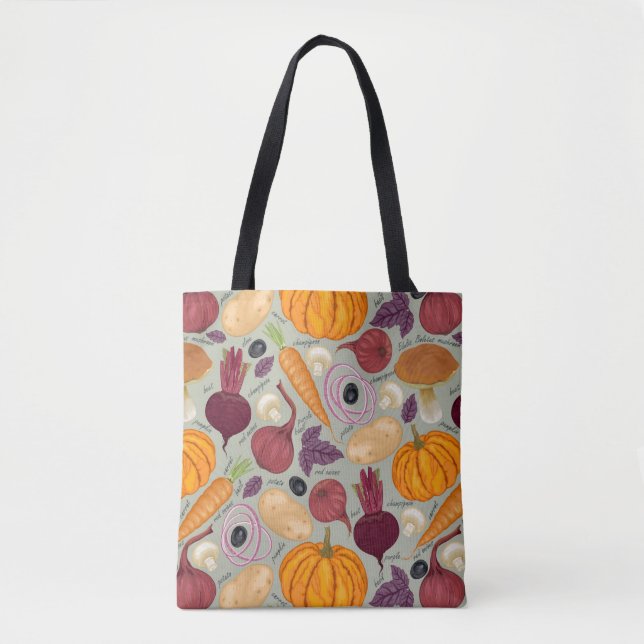Bolsa Tote Fundo retro dos legumes frescos (Frente)