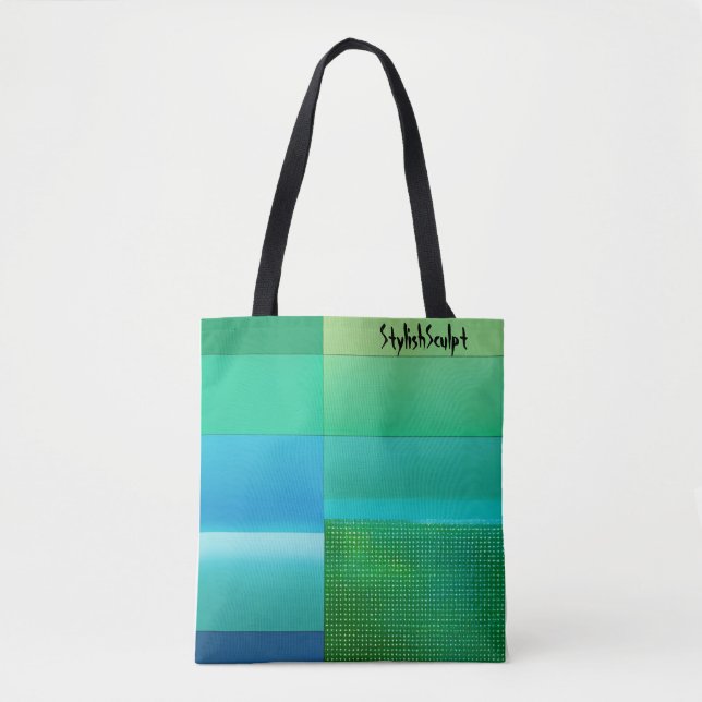 Bolsa Tote Fundo Verde Suave para Gradiente Azul (Frente)