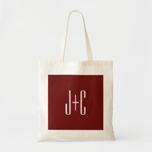 Bolsa Tote Fundo vermelho Borgonha editável e texto branco