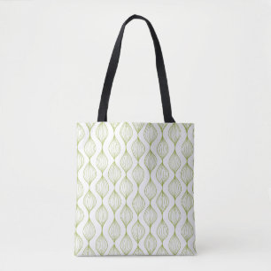 Bolsa Tote Fundo vertical verde do teste padrão do ogee