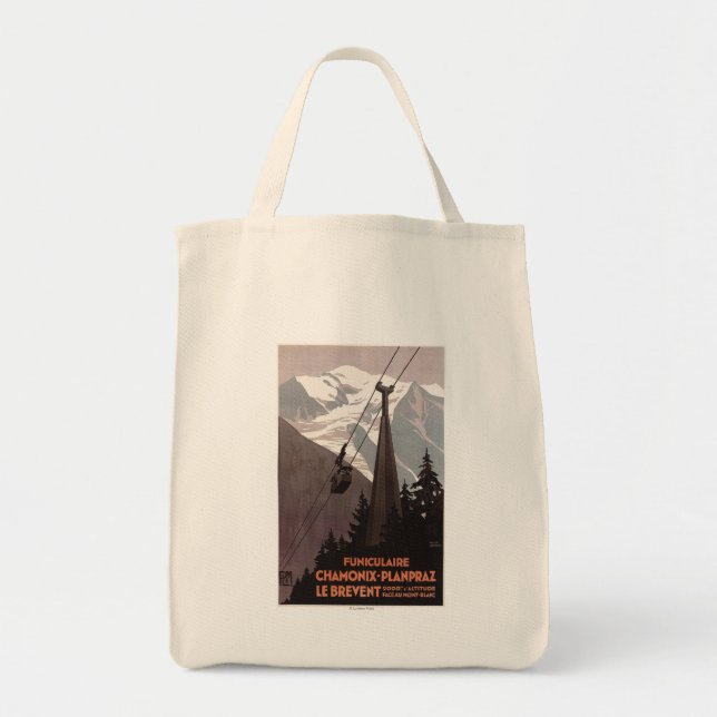 Bolsa Tote Funiculaire Le Brevent Cable Car Poster (Frente)