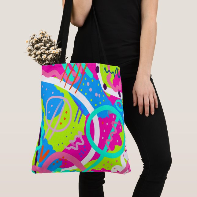 Bolsa Tote Funky Colorful Pop Art (Close Up)