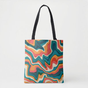Bolsa Tote Funky Retro Colorir Artsy Marble Swirl Ebru