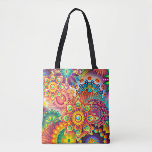 Bolsa Tote Funky Retro Pattern Abstrato Bohemian