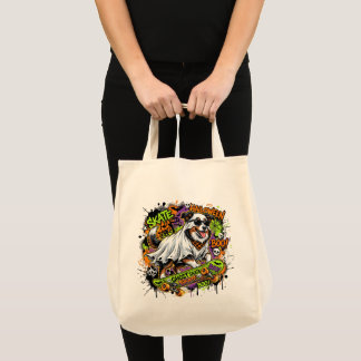 Bolsa Tote Funny American Shepherd Ghost Skateboard Halloween