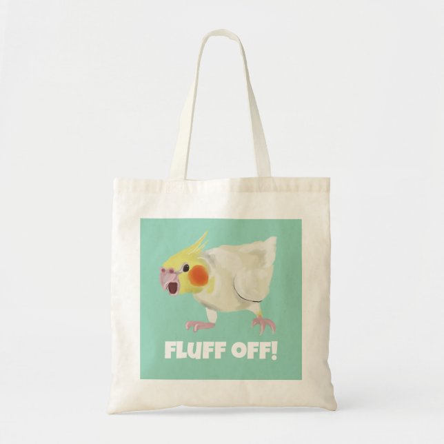 Bolsa Tote Funny Angry Lutino Cockatiel Fluff Off Pet Parrot (Frente)