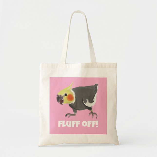 Bolsa Tote Funny Angry Normal Grey Cockatiel Fluff Off (Frente)