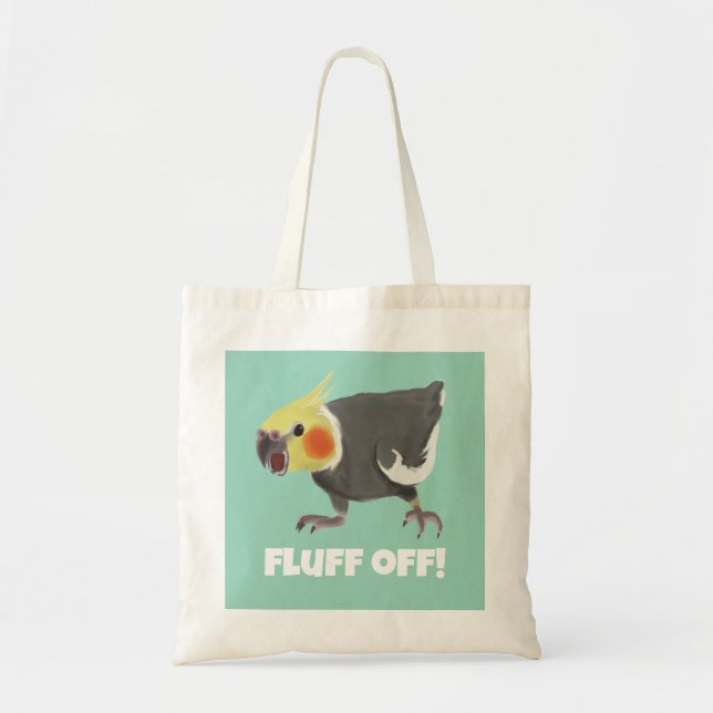 Bolsa Tote Funny Angry Normal Grey Cockatiel Fluff Off (Frente)