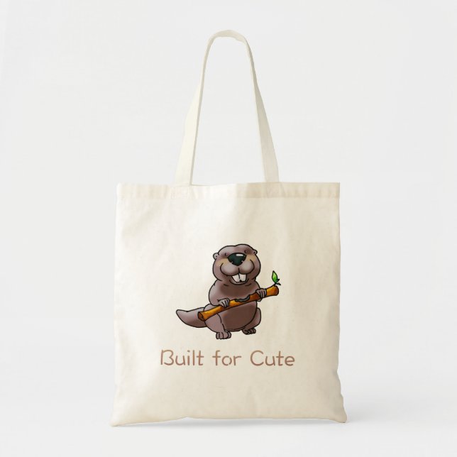 Bolsa Tote Funny Beaver Cartoon – Built for Cute (Frente)