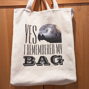 Bolsa Tote Funny Bird Grumpy African Cinza Parrot Grocería