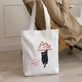 Bolsa Tote Funny Black Cat Hanging Out Valentine's Day
