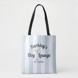 Bolsa Tote Funny Blue Stripes Personalizadas Salão de Cachorr