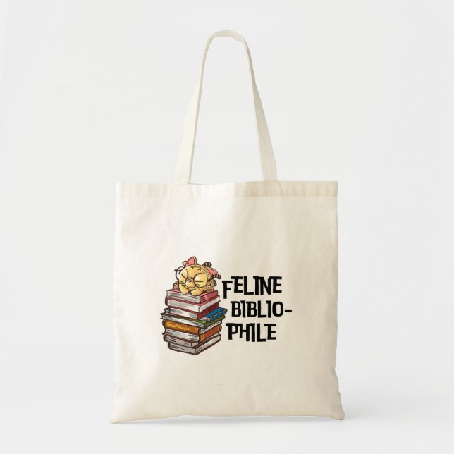 Bolsa Tote Funny Book Cat Lover Quote Feline Bibliophile (Frente)