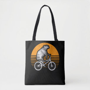 Bolsa Tote Funny Capybara Riding Bike Retro Capibara Biciclet