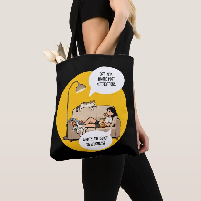 Bolsa Tote Funny Cat Lover Introvert Humor Quote (Close Up)