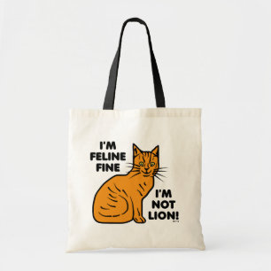 Bolsa Tote Funny Cat Pun Orange Feline Gatinho fino