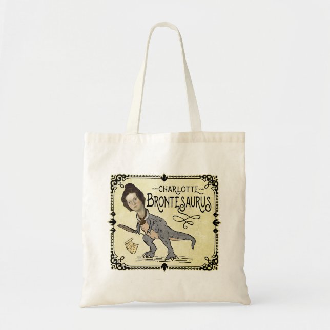 Bolsa Tote Funny Charlotte Bronte Surus Dinossaur Book Reader (Frente)