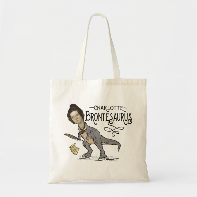 Bolsa Tote Funny Charlotte Bronte Surus Dinossaur Book Reader (Frente)