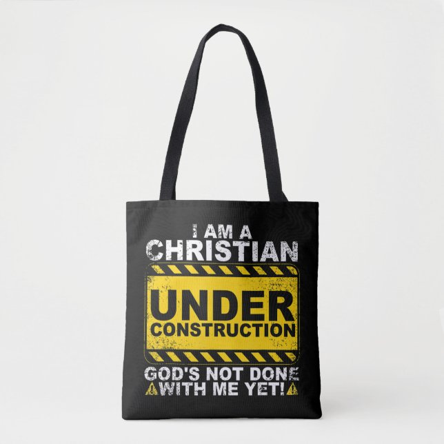 Bolsa Tote Funny Christian Sob Construção Presente Católico M (Frente)