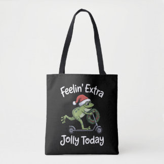 Bolsa Tote Funny Christmas Frog Feeling Extra Jolly Today