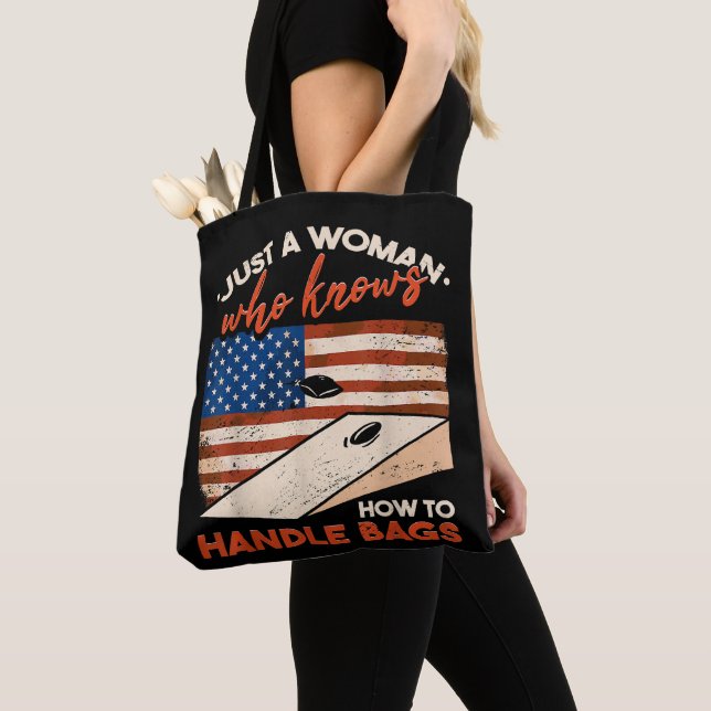 Bolsa Tote Funny Cornhole American Flag Cornhole (Close Up)