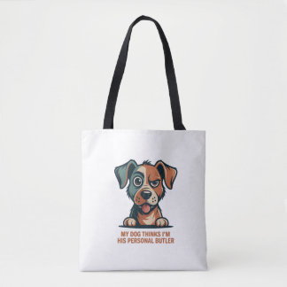 Bolsa Tote Funny Dog Butler Quote Illustration