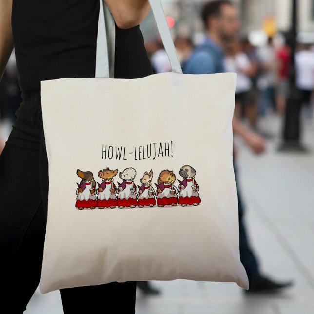 Bolsa Tote Funny Dog Choir Howllelujah Choirboys Pug Cartoon (Criador carregado)