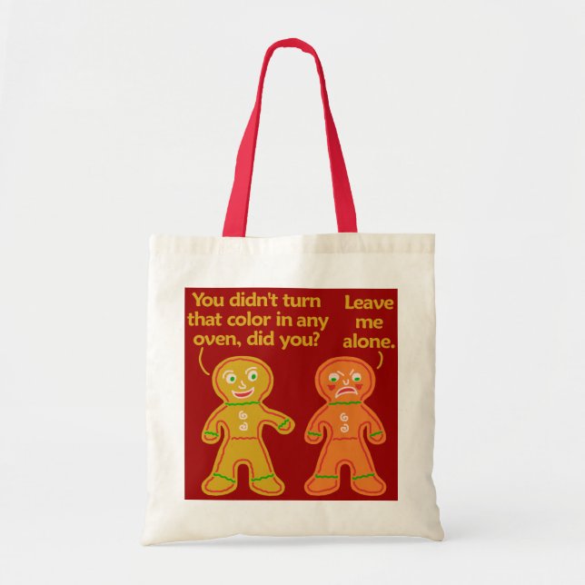 Bolsa Tote Funny Gingerpão falso Tan Natal (Frente)