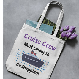 Bolsa Tote Funny 'Go Shopping' Cruise Blue/ White Personalize