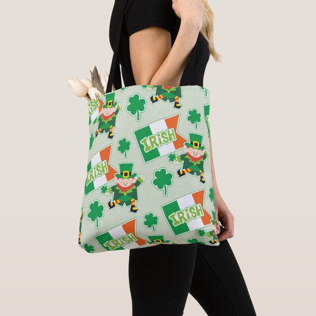 Bolsa Tote Funny Irish Leprechaun Pattern (Close Up)