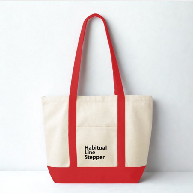 Bolsa Tote Funny Modern Typography Minimalist Black Text  (Habitual line stepper typography tote bag)