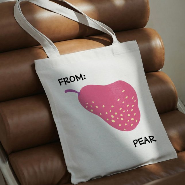 Bolsa Tote Funny Pear Pun – “From: Pear” Pop Art Fruit Canva (Criador carregado)