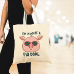 Bolsa Tote Funny Pig Pun<br><div class="desc">Porco bonito e legal com trocadilho engraçado.</div>