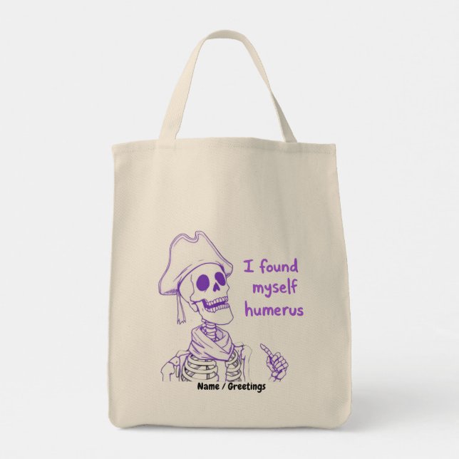 Bolsa Tote  Funny Pirate Skeleton Humerus Bone Pun Art (Verso)