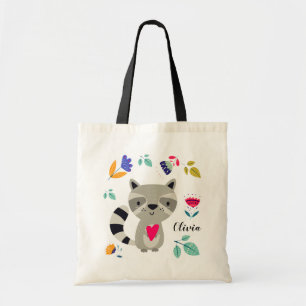 Bolsa Tote Funny Raccoon   Sacos de Tote de Presente com Nome