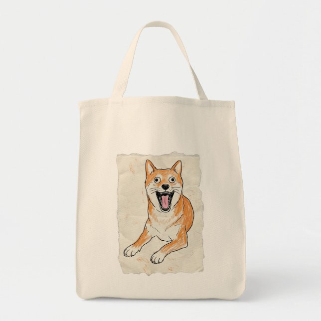 Bolsa Tote Funny Screaming Shiba Inu - Internal Chaos Crayon (Frente)