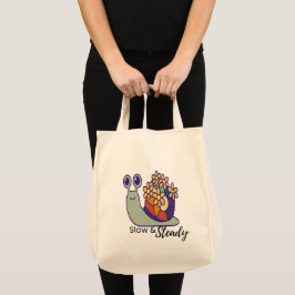 Bolsa Tote Funny Snail Canvas Tote Bag-Reusable-Flower Tote