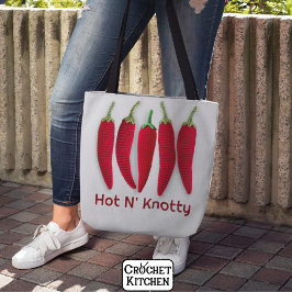 Bolsa Tote Funny Spicy Red Crochet Jalapeno King Pun