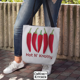 Bolsa Tote Funny Spicy Red Crochet Jalapeno King Pun