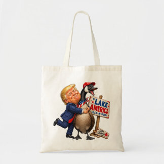 Bolsa Tote Funny Trump Abraçando Ganso Lago América Política