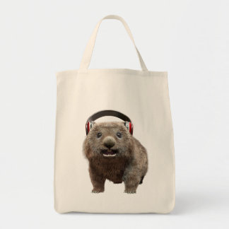 Bolsa Tote Funny Wombat with headphones Cool Animal