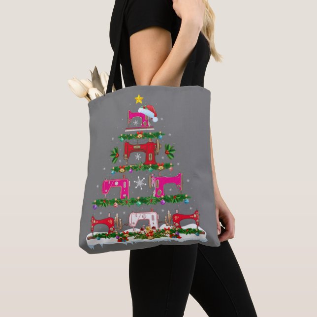 Bolsa Tote Funny Xmas Lighting Sewing Machine Christmas Tree (Close Up)