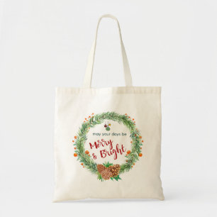 Bolsa Tote Fúria de Natal Feliz e brilhante
