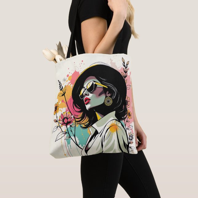 Bolsa Tote Fusão de Flora Avant-Garde de Dois Lados 💖🍃 (Close Up)
