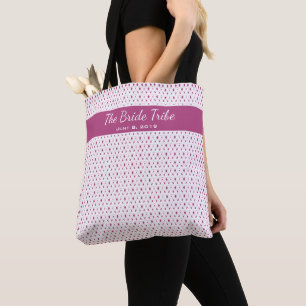 Bolsa Tote Fuschia Branca Personalizada do Partido Casamento